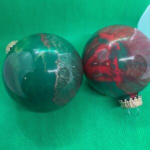 Festive Green and Red Holiday Ornaments